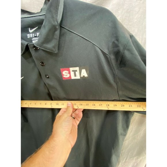 STA Nike Polo Shirt Adult XL Black Short Sleeve DRI-FIT Button Golfer Mens - Picture 7 of 9